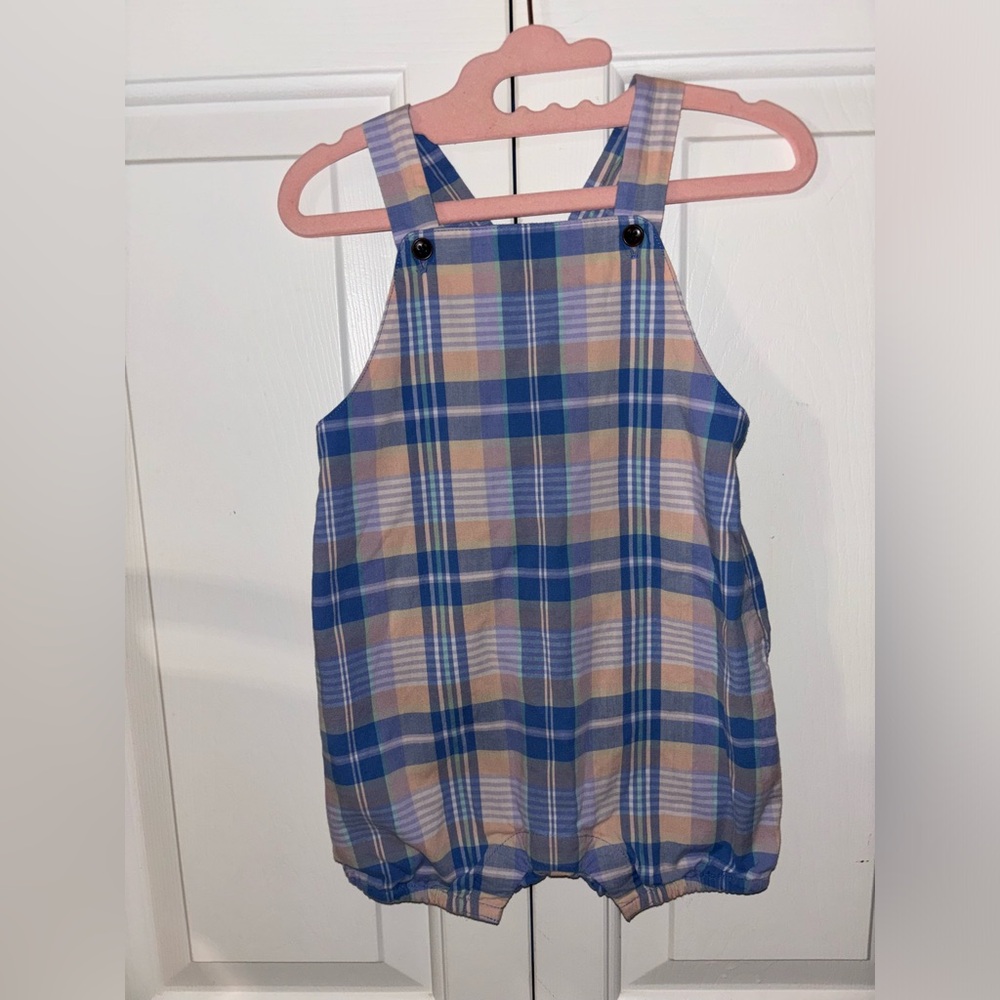 Janie and Jack Plaid Kids Overalls size 18-24m